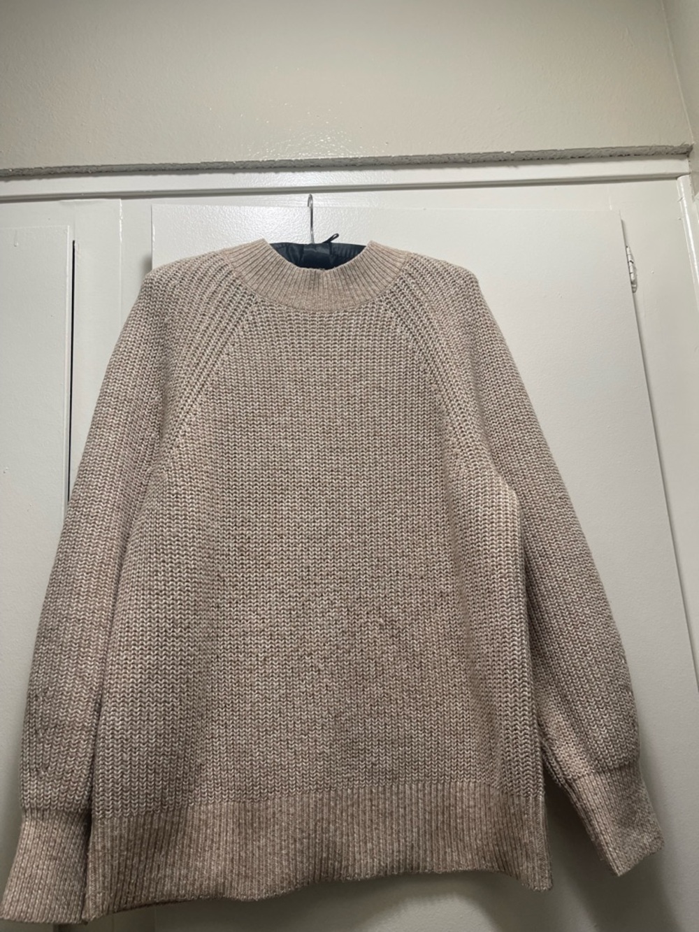LOFT Beige Ribbed Mock Neck Sweater - Picture 2 of 4